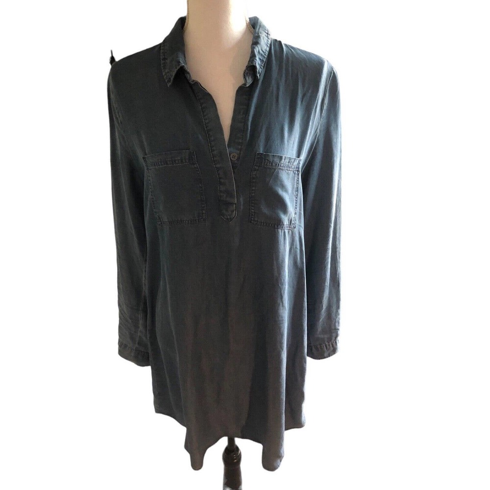 Women's Shirt Tunic or‎ Dress Button Walter Baker Blue Denim Long Sleeve Medium